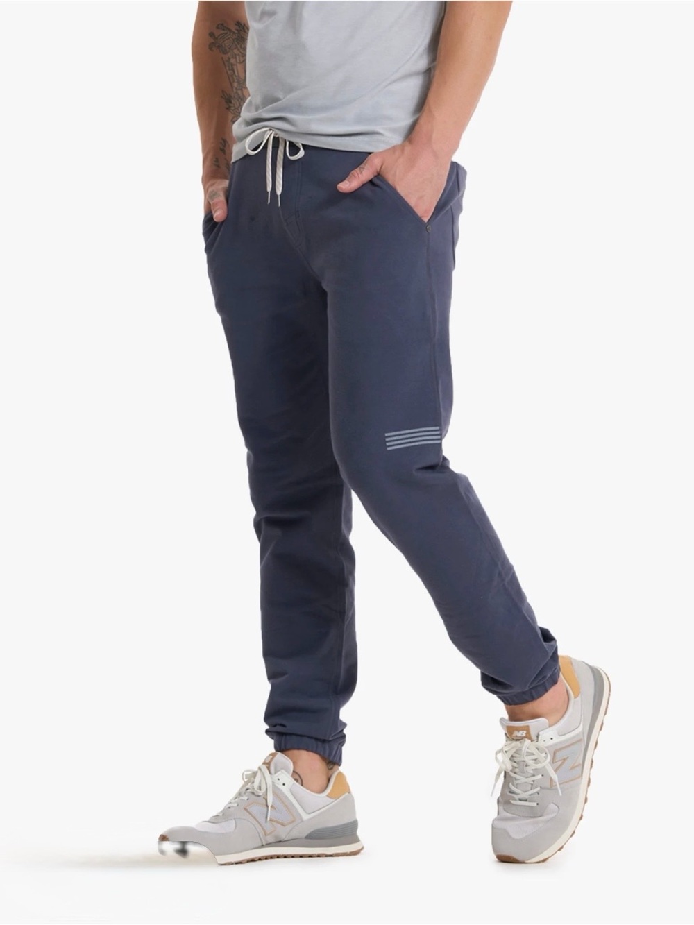 Vuori Navy Drawstring Joggers with Stripe Detail